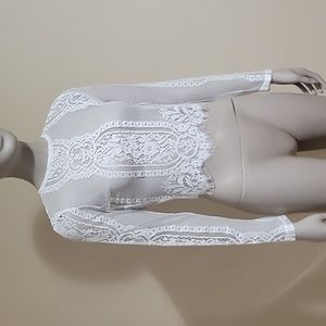White sheer long sleeve top
